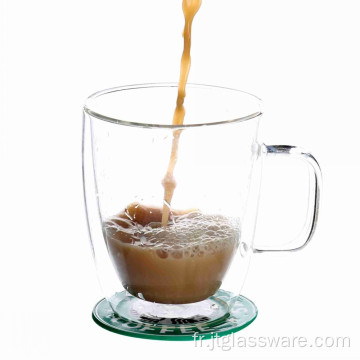 Tasse en verre borosilicaté avec support